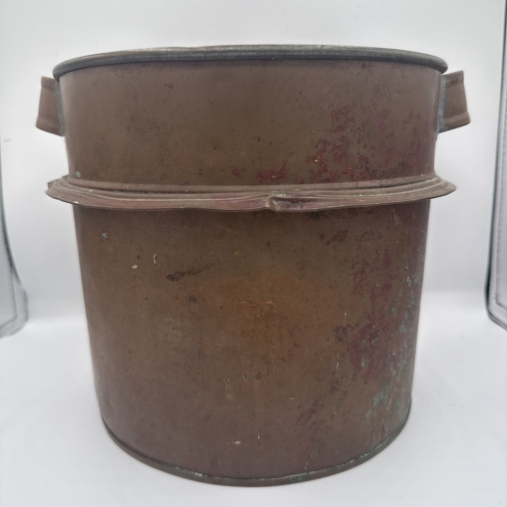 19th Century Antique French Copper Ferrat Hand Hammered Water Carrier/Log Bin